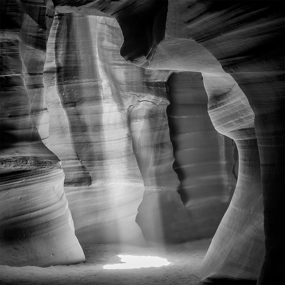 MONOCHROME ANTELOPE CANYON Gorgeous Lightbeam Poster