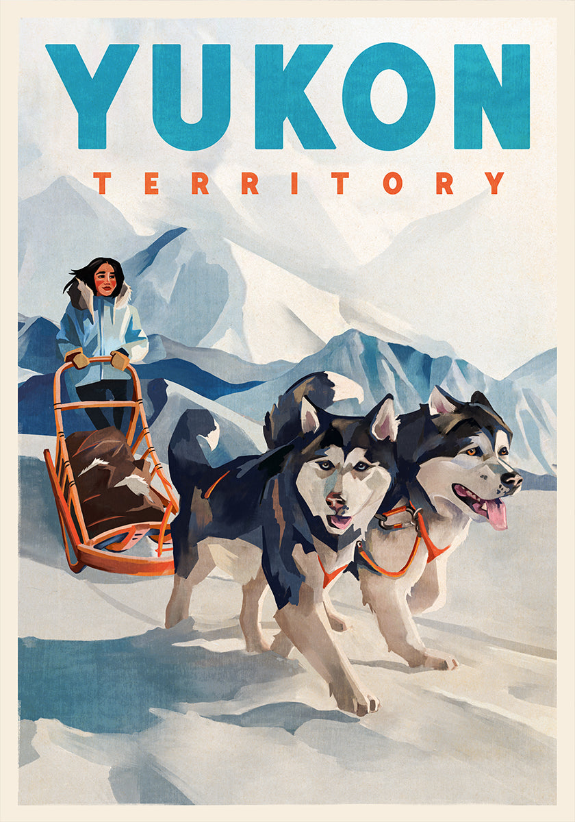 Yukon Territory Dog Sled Travel Poster