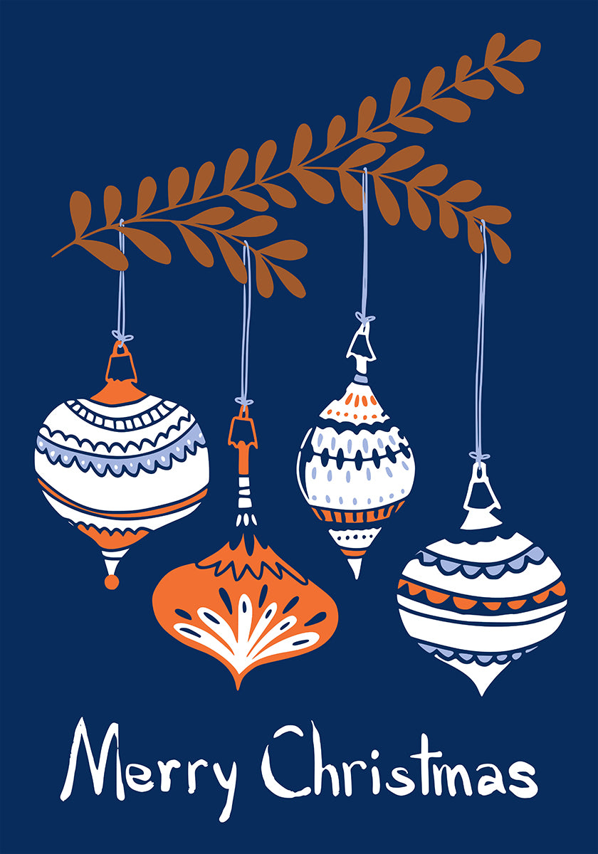 Cheerful little Christmas baubles blue Poster