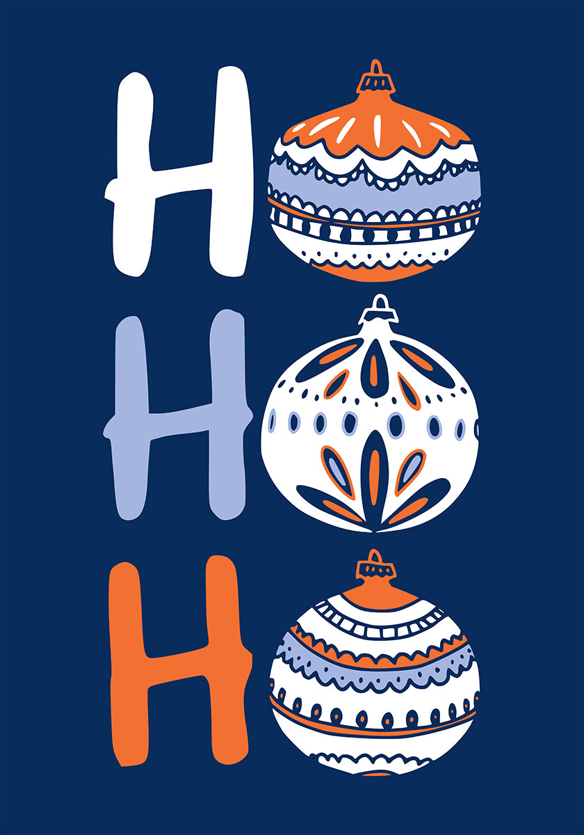 HoHoHo Cheerful little Christmas Illustration blue Poster