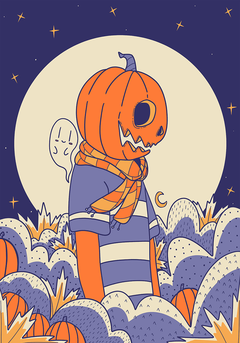 Pumpkin and ghost Poster