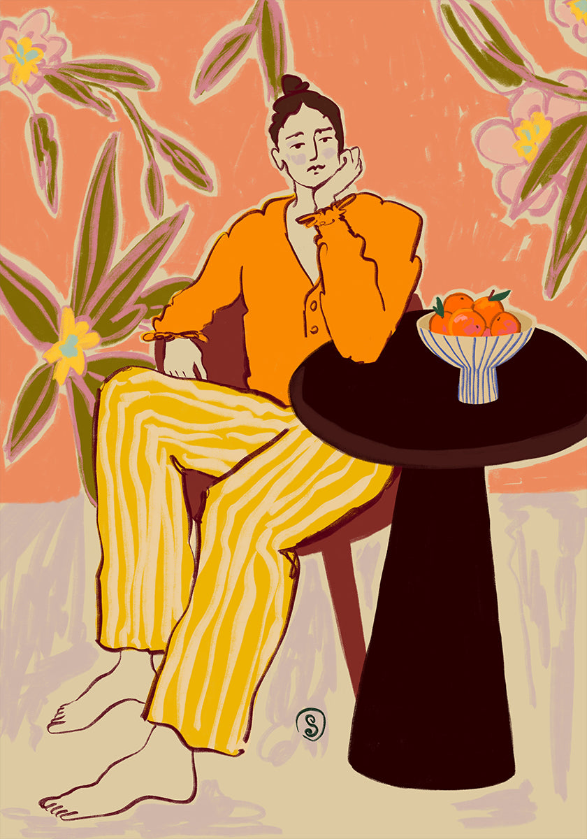 Woman With Oranges Poster