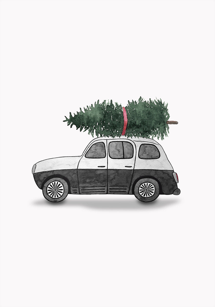 Poster 60x90 Juniqe  0002 Weihnachtsauto Schwarz Poster