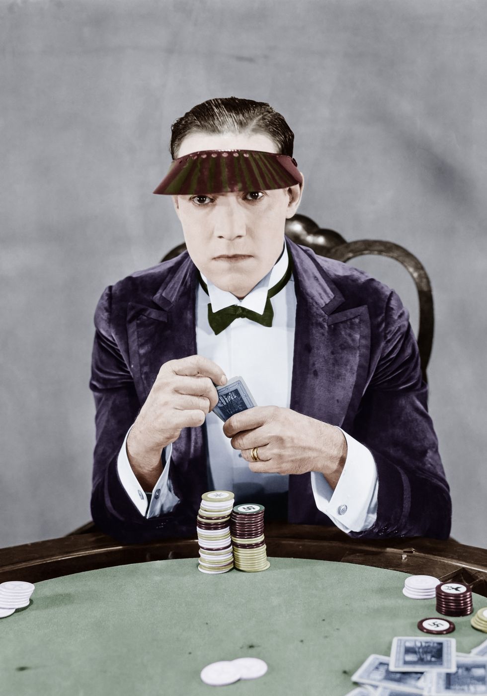 Gambler at Card Table Vintage Plakat - Posterbox.no