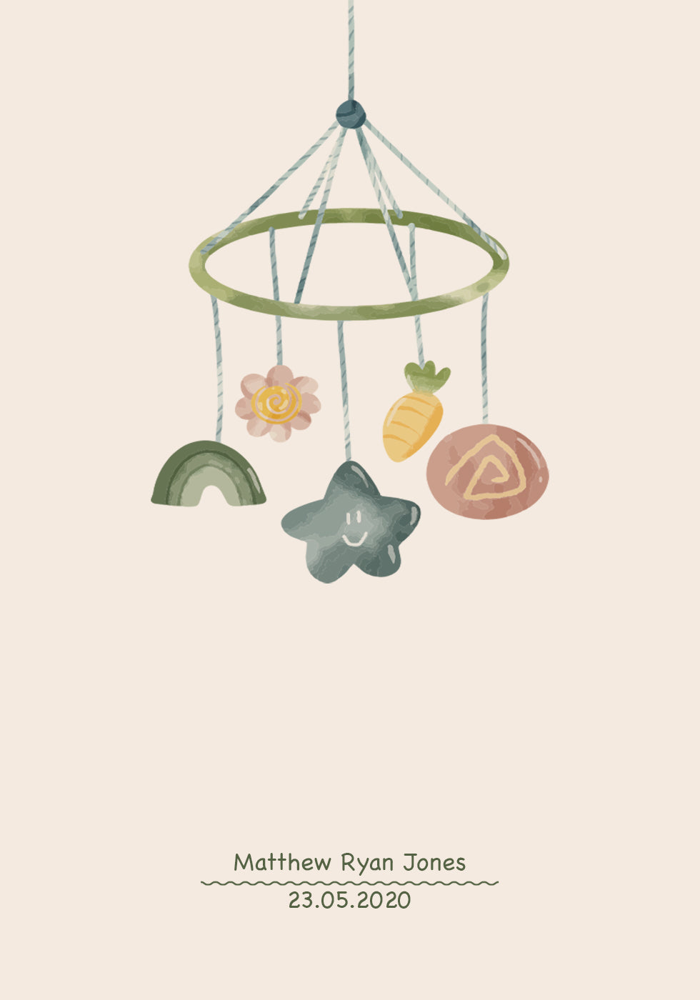 Baby Toy Mobile, Personalized Birth Poster