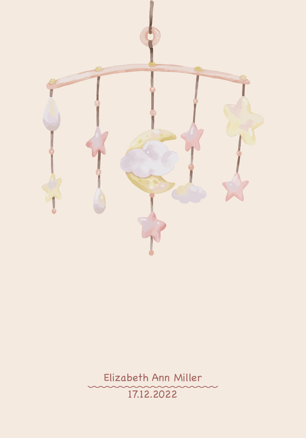 Baby Mobile, Pastel Nursery Personalized Poster