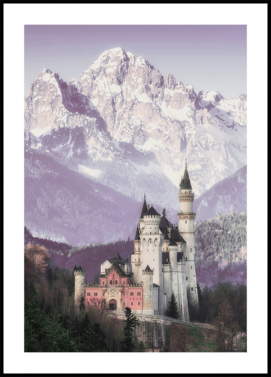 Neuschwanstein Castle and Alpine Mountains Poster