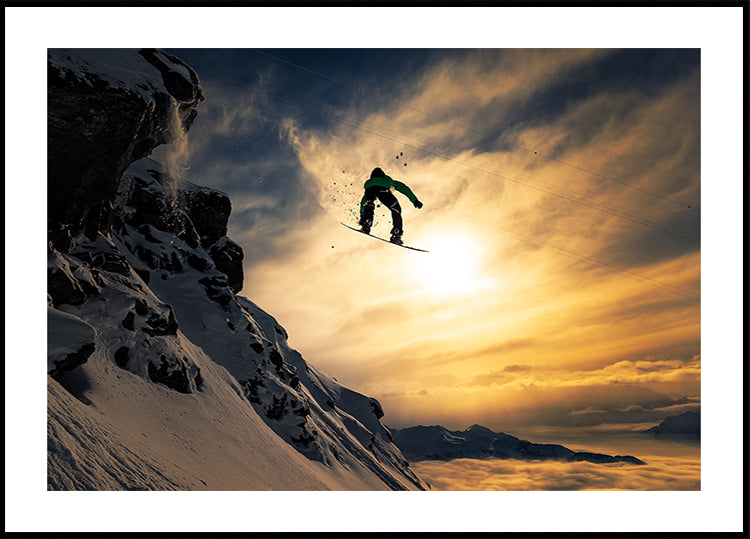 Sunset Snowboarding  Poster