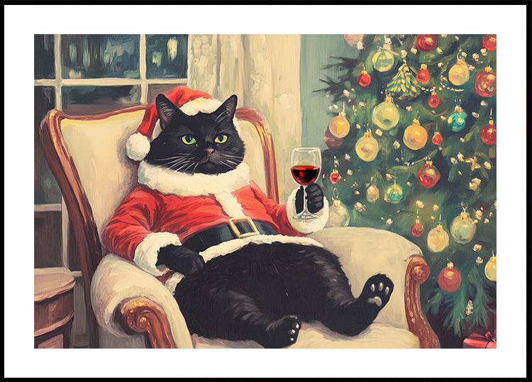 Christmas Chilling Cat Poster