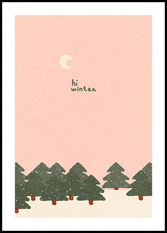 Magical snowfall in the forest. Hello winter Poster