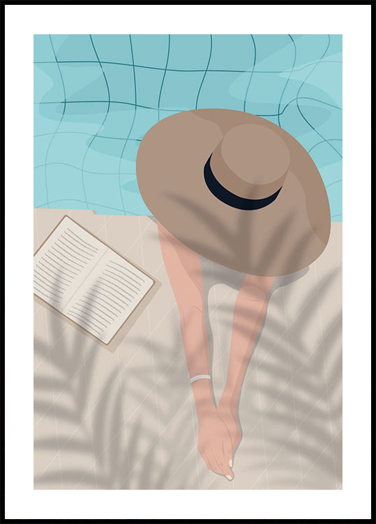 Enjoy the Moment 2, Summer Poolside with Book and Hat Poster