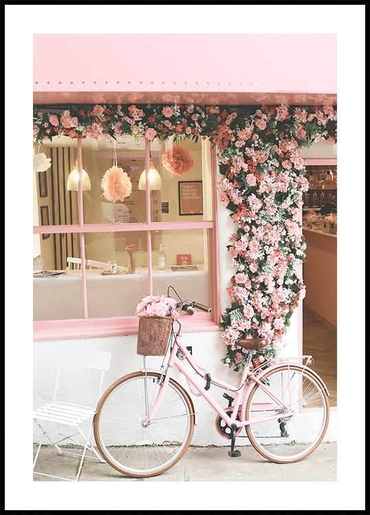 A Pink Bicycle in Bloom Poster