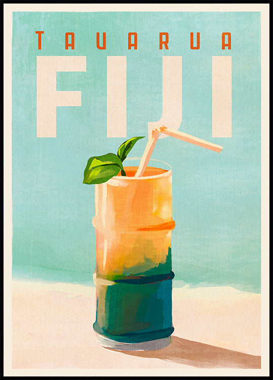 Tavarua Fiji Cocktail Poster Travel Art