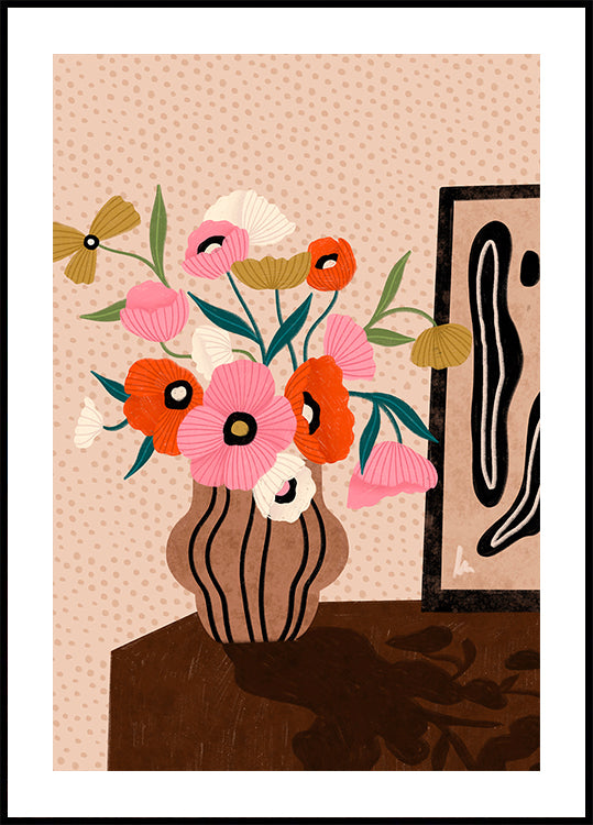 Flowers On Sideboard  Poster