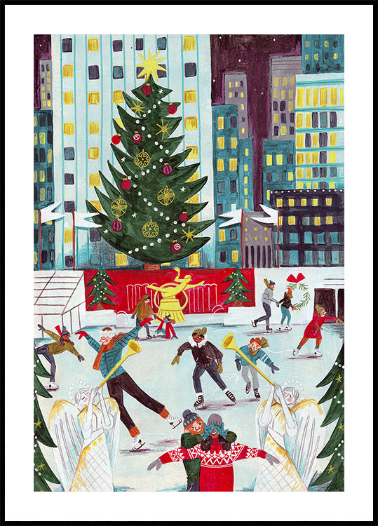 Ice skating at Rockefeller center Poster