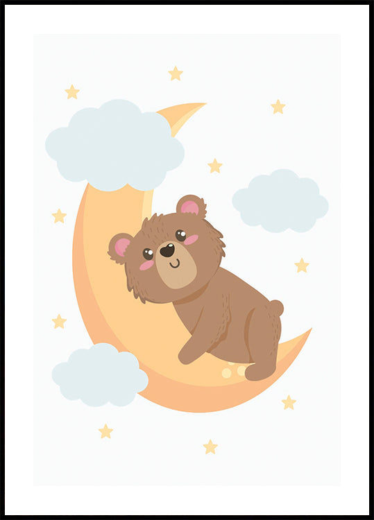 Cute Teddy Bear Moon Poster