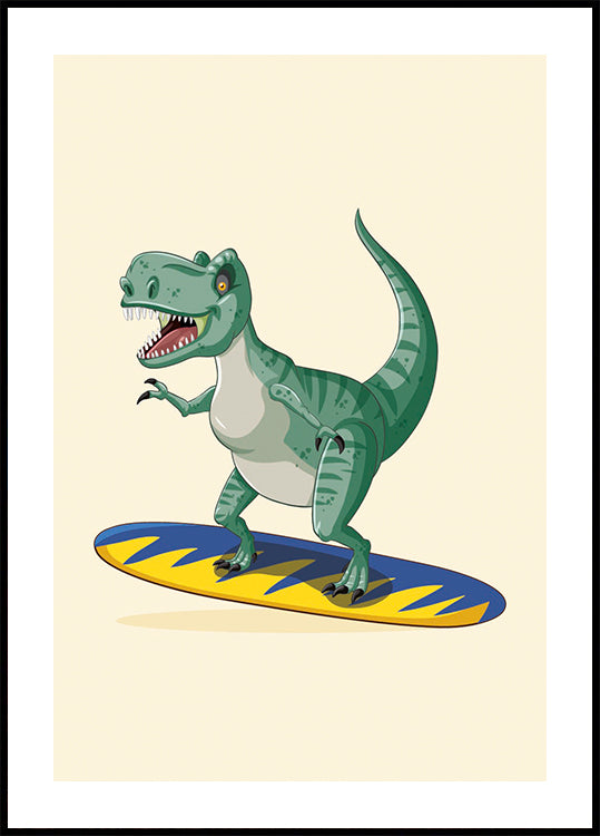 Surfing T-Rex Poster