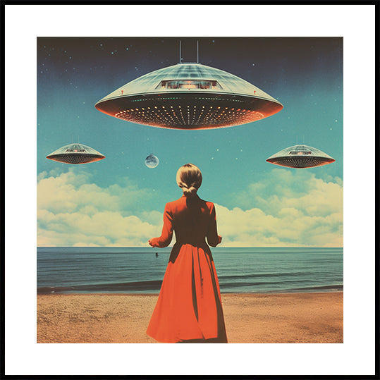UFO Skies Collage Art Poster