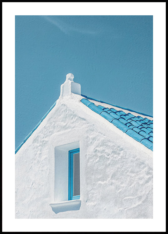 Blue Roof and White Walls Poster