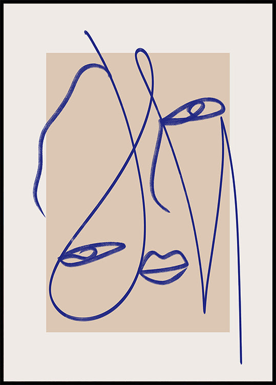 Abstract Blue Line Art Poster