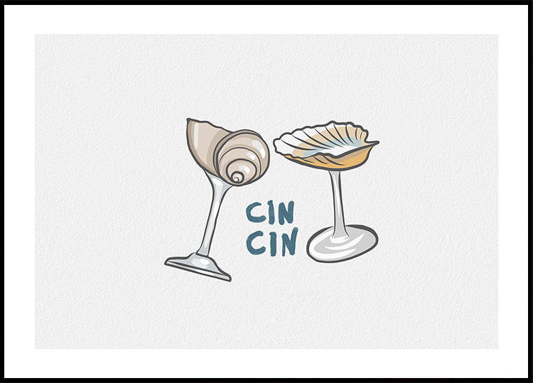 Cin Cin, Seashell Cocktail Glass Poster