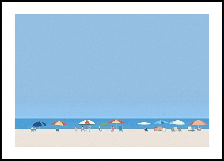 Umbrellas on the Shore Poster