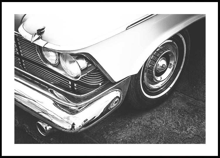 Classic Vintage Car Close-Up Black & White Poster