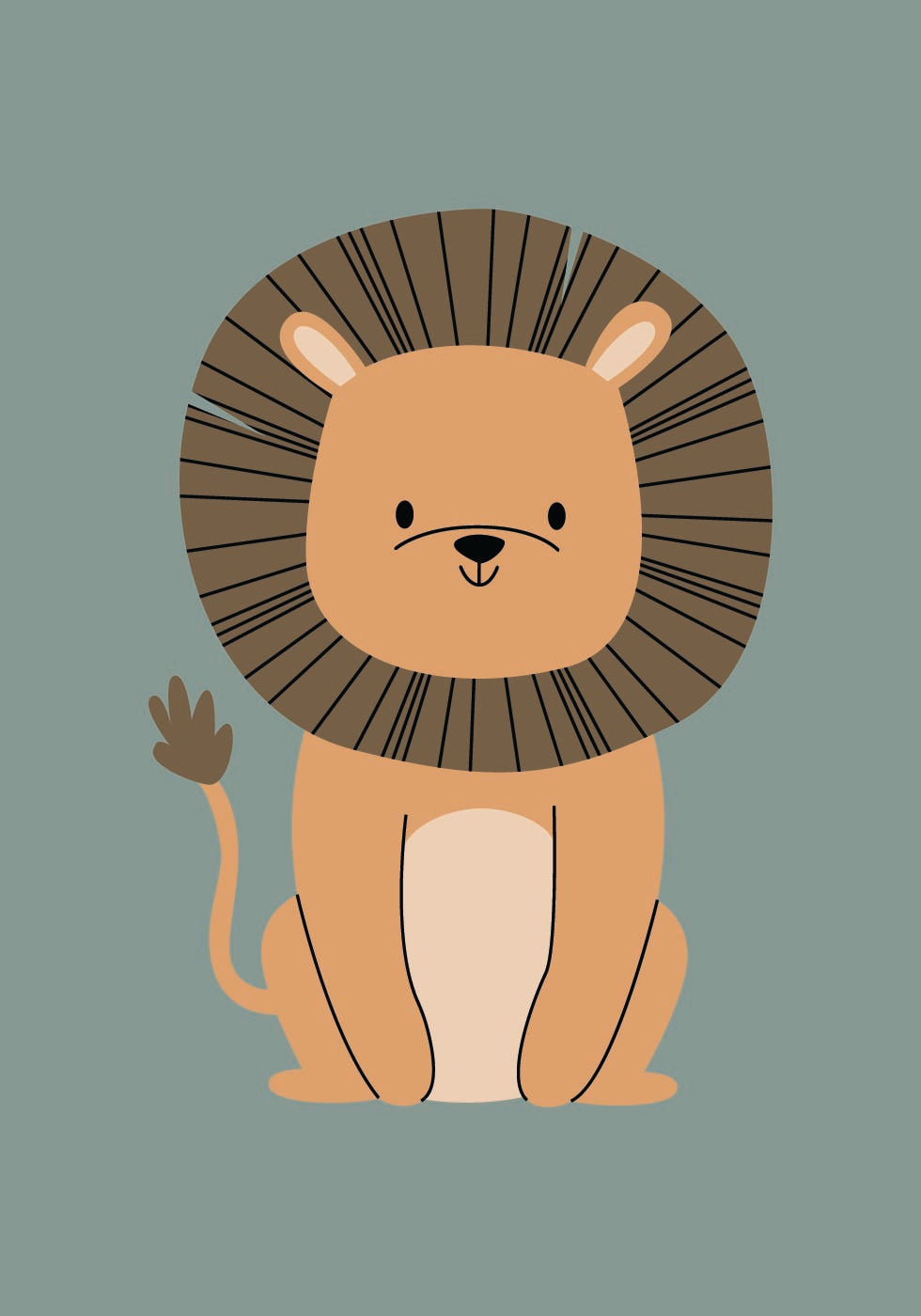 Cute Lion Illustration Poster