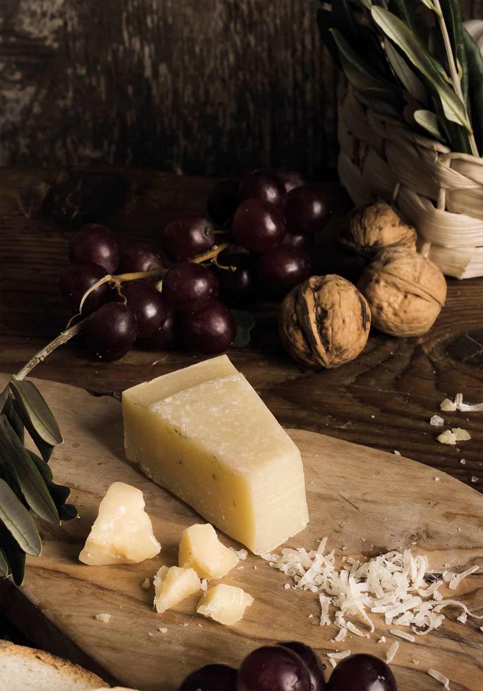 Rustic Cheese and Fruit Still Life Poster
