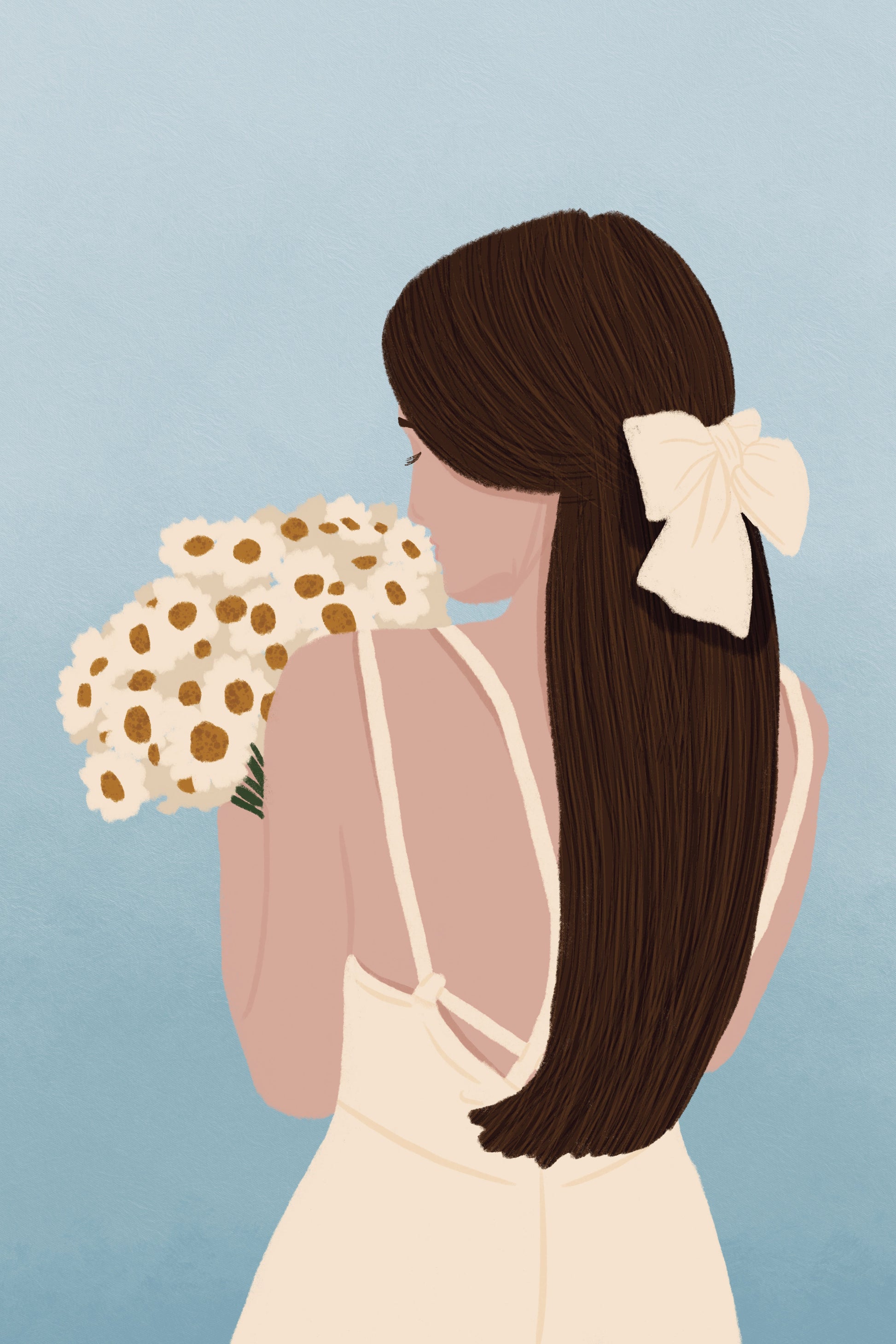 Woman with Daisies Poster