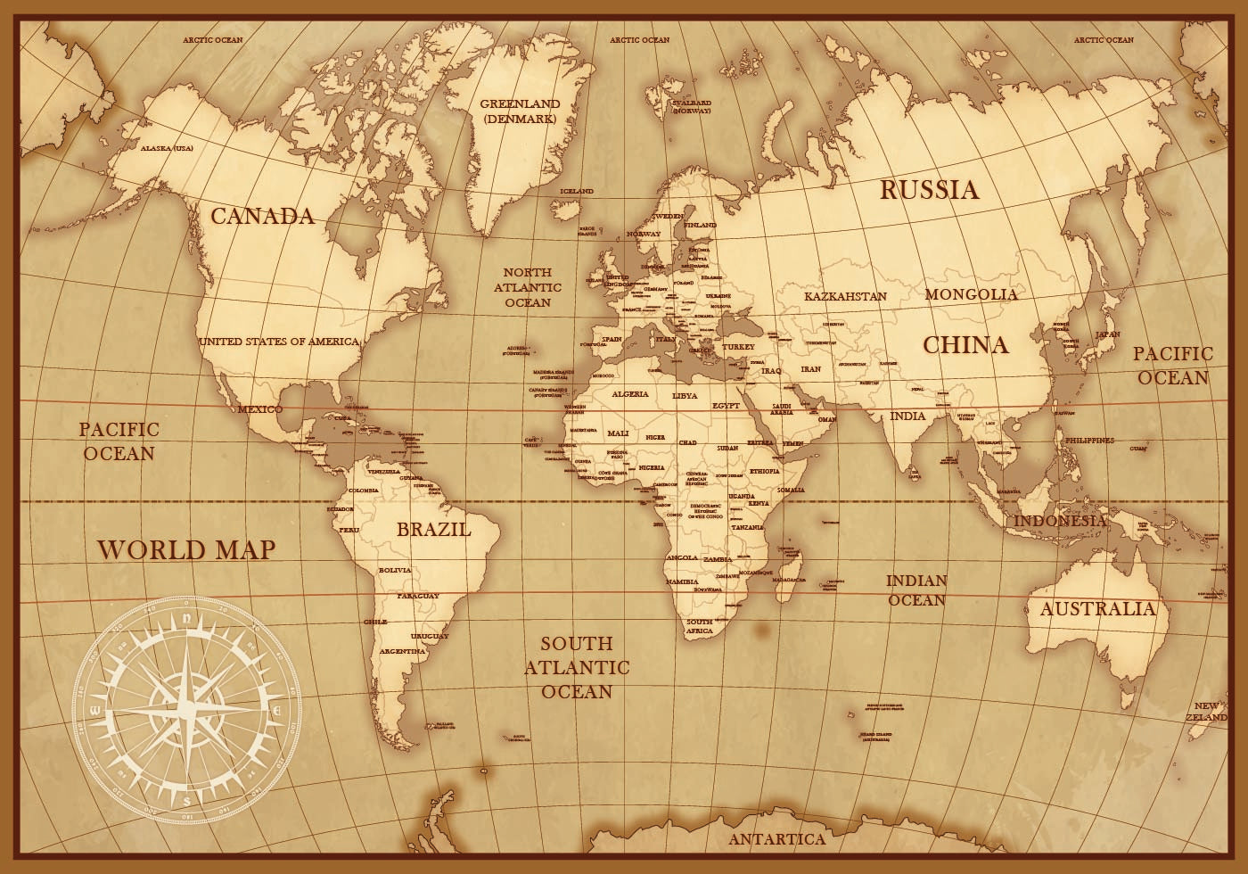 Vintage World Map Poster