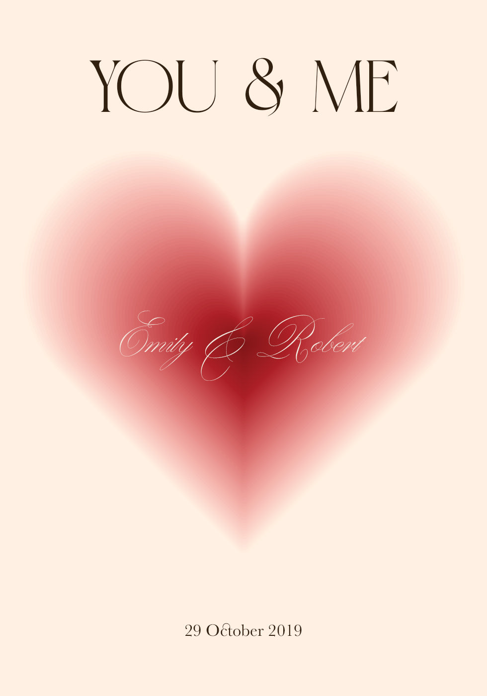 You & Me, Romantic Heart, Personalized Love print Poster