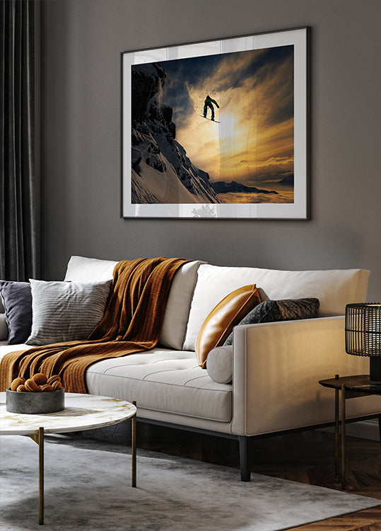 Sunset Snowboarding  Poster