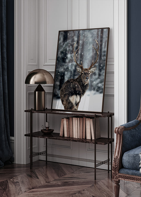 Majestic Deer in Snow Poster