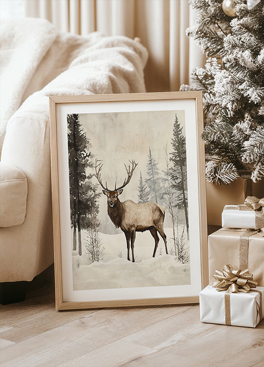 Elk Winter Nostalgia Poster