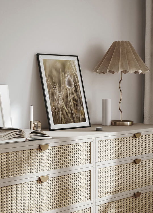 Dew-Covered Grass Head Poster