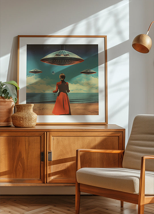 UFO Skies Collage Art Poster