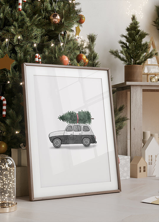 Poster 60x90 Juniqe  0002 Weihnachtsauto Schwarz Poster