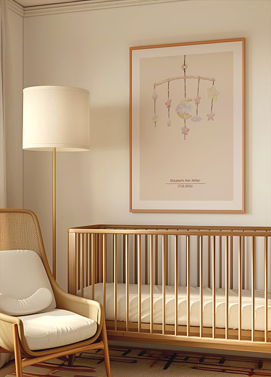 Baby Mobile, Pastel Nursery Personalized Poster