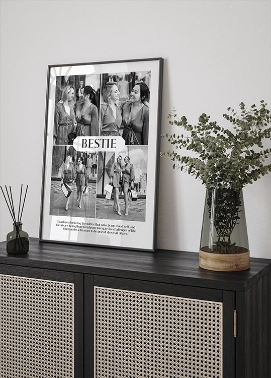 Best Friend Personalized Black and White Collage Poster