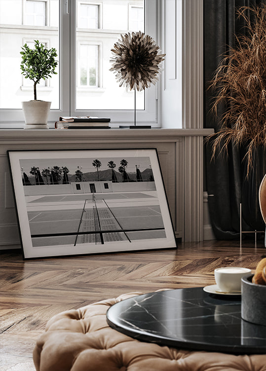 Tennis Court and Palm Trees Poster