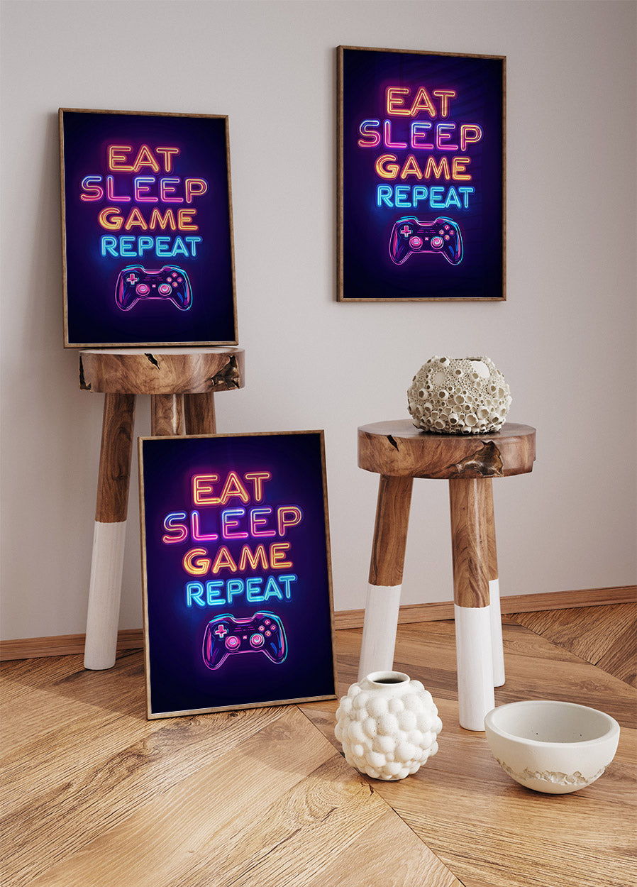 Eat Sleep Game Repeat Poster