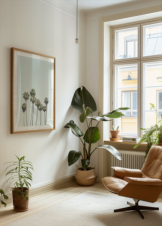 Blue Palm Trees Poster