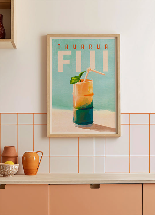 Tavarua Fiji Cocktail Poster Travel Art