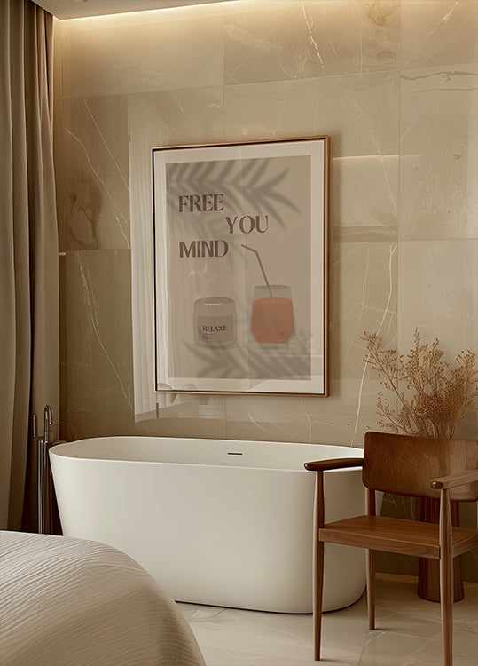 Free Your Mind 2, Calming Summer with Candle and Juice Glass Poster