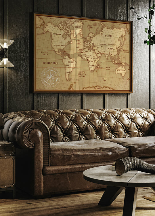 Vintage World Map Poster