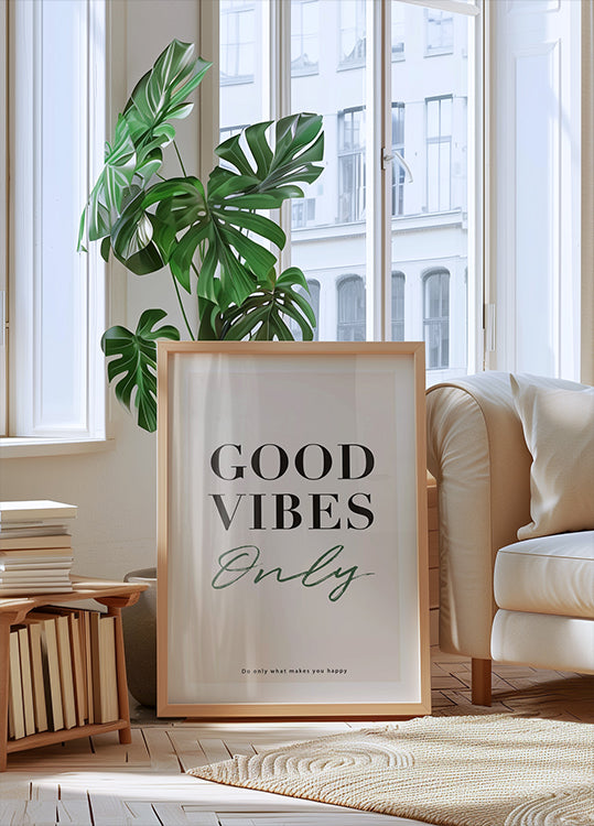 Good Vibes Only, Inspirational Typography Print Poster