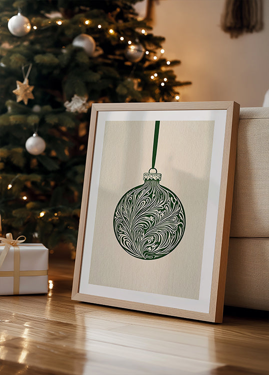 Olive Green Christmas Bauble Poster