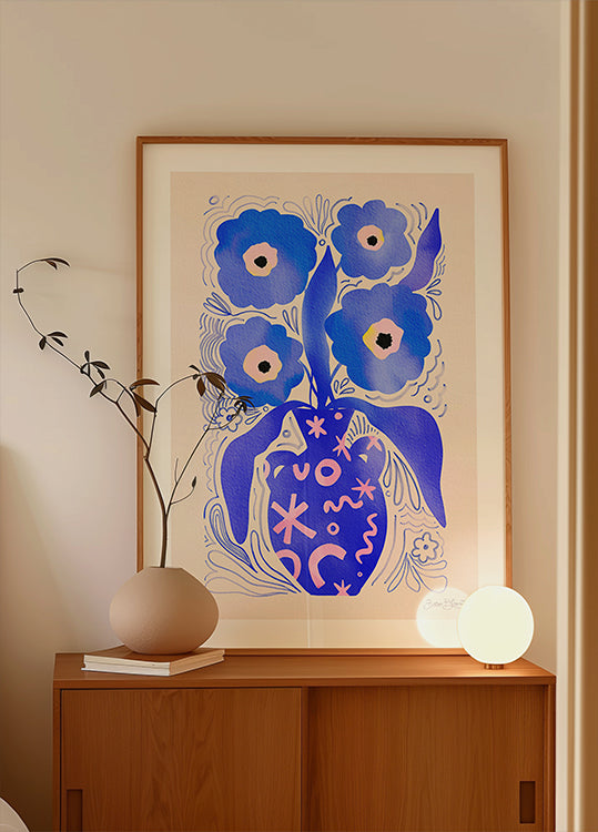 Blue Flowers Matisse Homage Poster