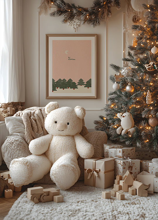 Magical snowfall in the forest. Hello winter Poster